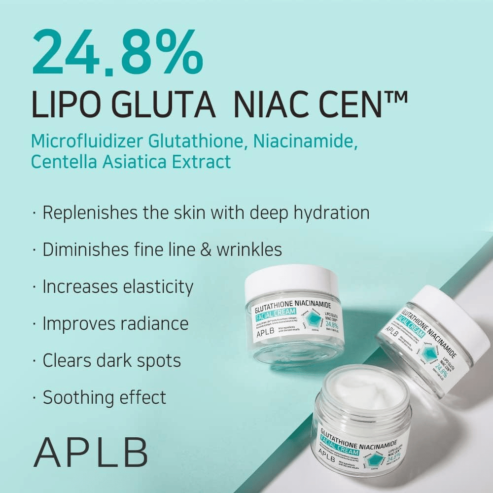 APLB Glutathione Niacinamide Facial Cream 24,8% Lipo Gluta Niac Cent med djup återfuktning, anti-age effekt och förbättrad hudton