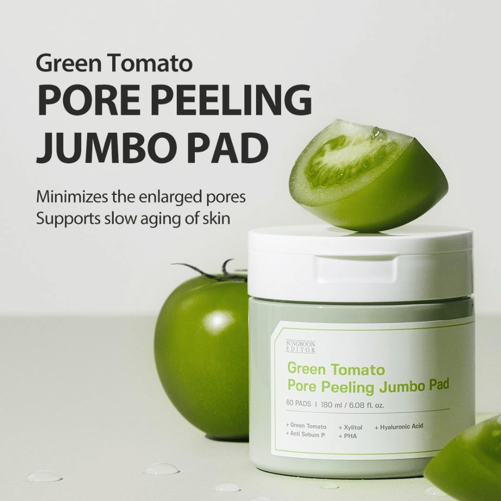 SUNGBOON EDITOR Green Tomato Pore Peeling Jumbo Pad – exfolierande pads för porer och jämnare hudstruktur