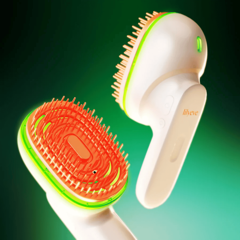 LILYEVE GrowTurn Brush Steam Booster – hårbottenborste med grön LED-ljusfunktion