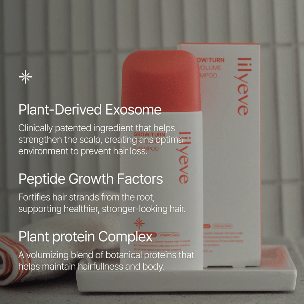 LILYEVE Grow:Turn Exosome 3D Volume Brush Shampoo med kliniskt utvecklad formula för hårbotten och volym