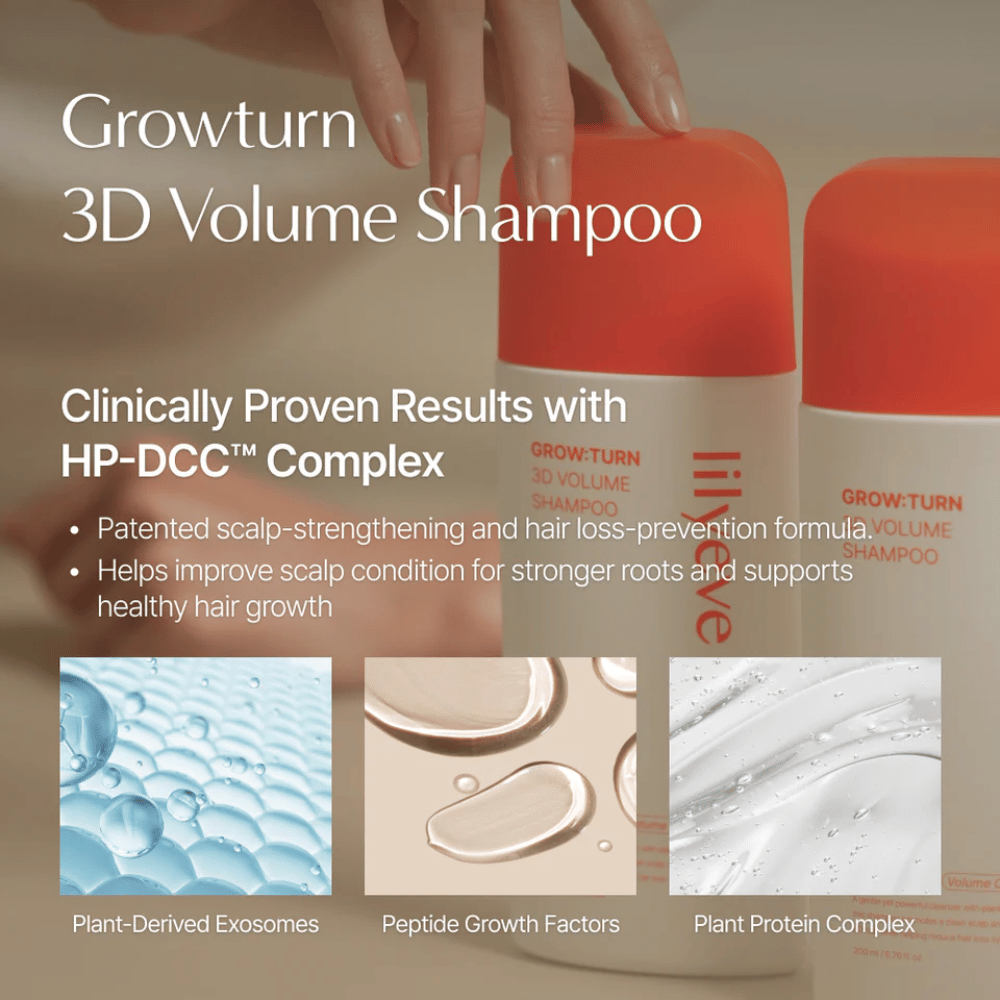 LILYEVE Grow:Turn Exosome 3D Volume Brush Shampoo med exosomer och peptider för fylligare hår