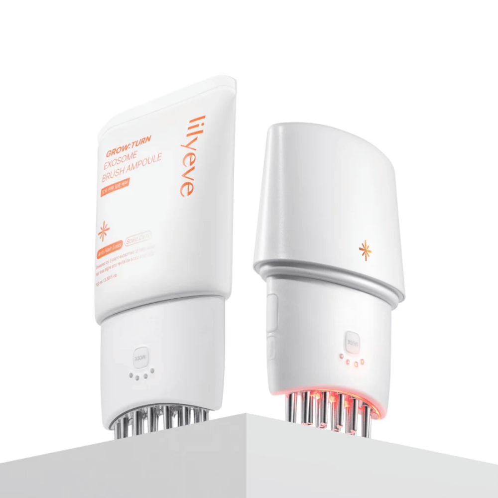 3. Lilyeve GrowTurn Pro – hårbottenapparat tillsammans med GrowTurn Exosome Brush Ampoule