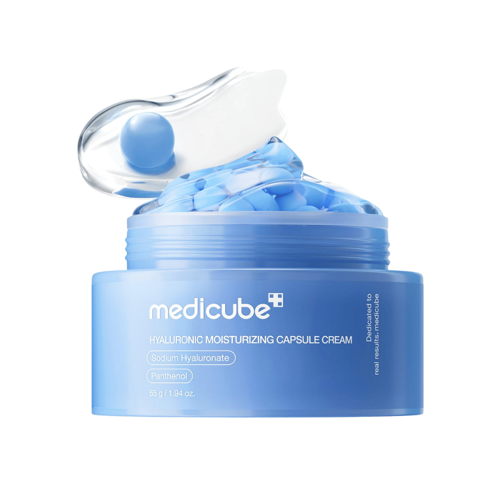 5. Medicube Hyaluronic Moisturizing Capsule Cream 55 g – återfuktande kapselkräm i blå burk