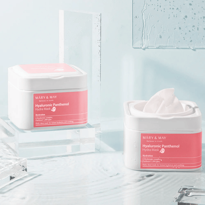 Mary & May Hyaluronic Panthenol Hydra Mask – intensivt återfuktande ansiktsmask med hyaluronsyra och panthenol för torr och känslig hud