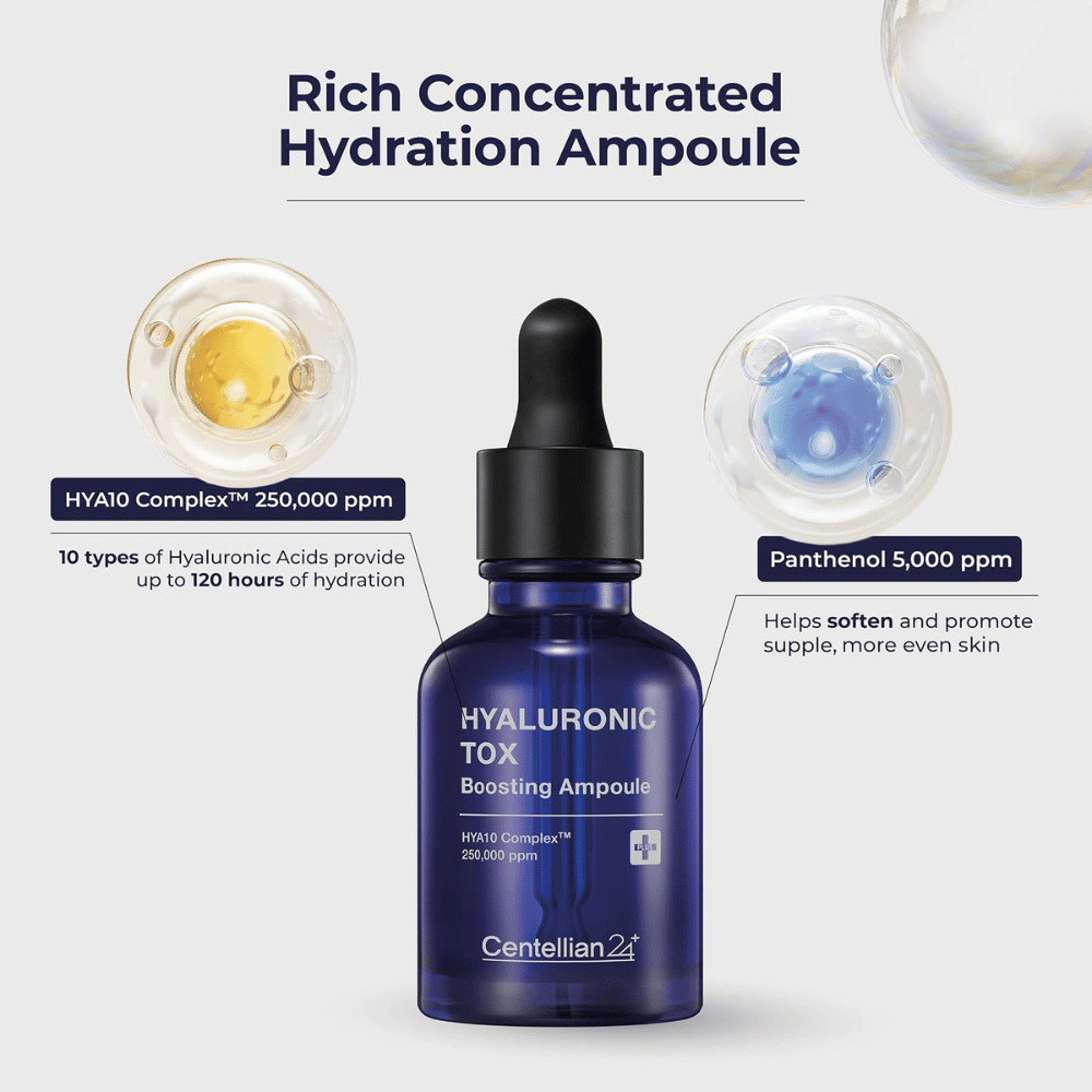 3. Centellian24 Hyaluronic Tox Boosting Ampoule – serum med 10 typer av hyaluronsyra och panthenol
