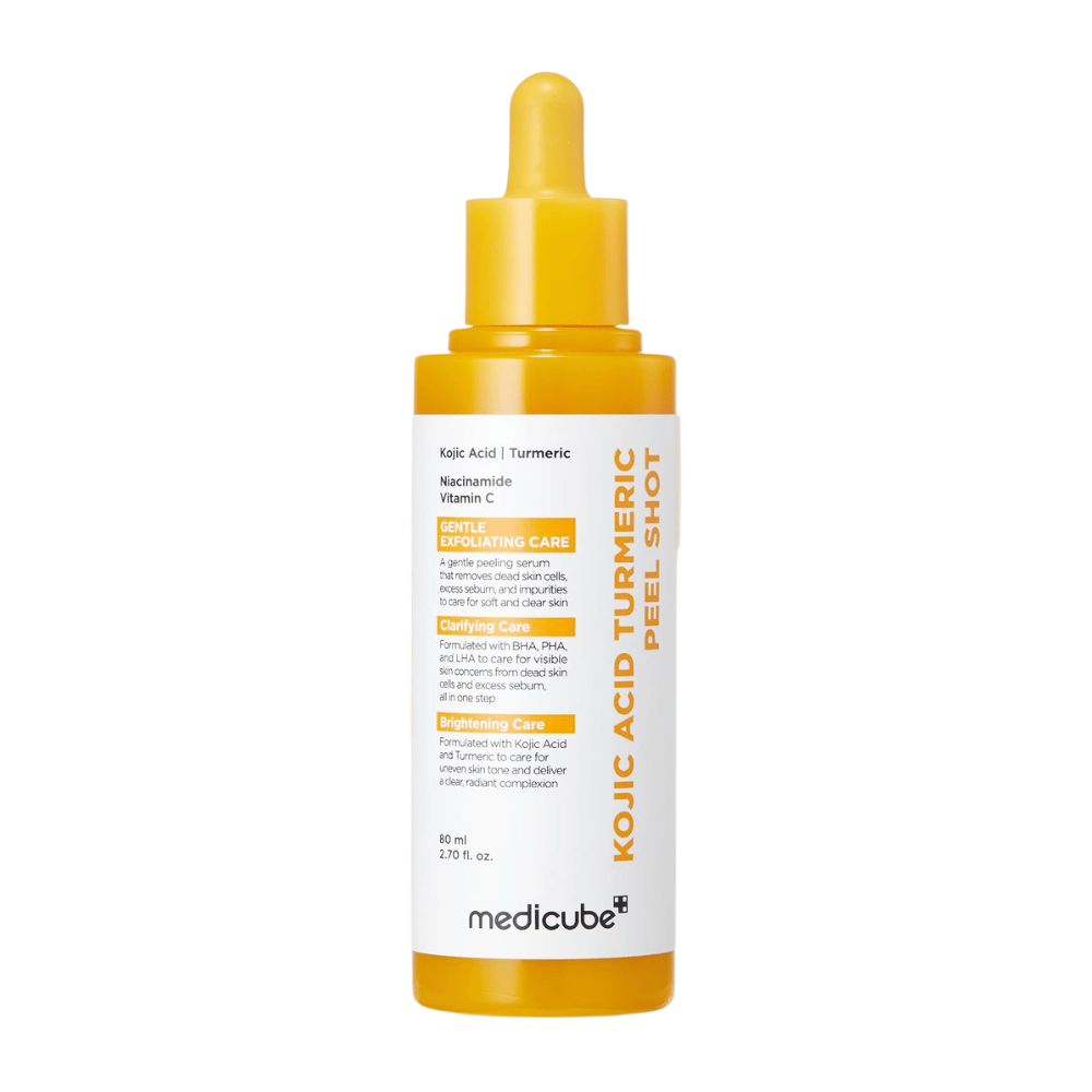 Medicube Kojic Acid Turmeric Peel Shot 80 ml – exfolierande peeling med kojicsyra, gurkmeja, niacinamid och vitamin C.