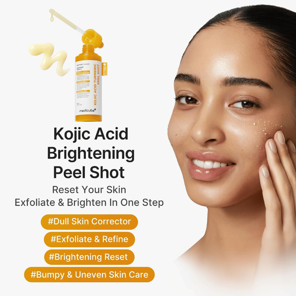 Medicube Kojic Acid Turmeric Peel Shot – koreansk peeling för glåmig och ojämn hud som exfolierar och ger huden mer lyster.