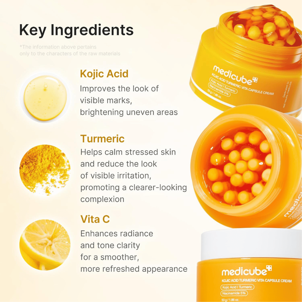 3. Medicube Kojic Acid Turmeric Vita Capsule Cream – ansiktskräm med kojicsyra, gurkmeja och C-vitamin för jämnare hudton
