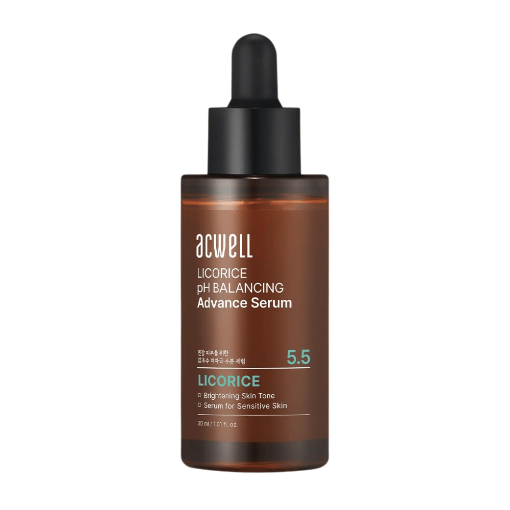 Ren frilagd produktbild av Acwell Licorice pH Balancing Advance Serum på ljus bakgrund.