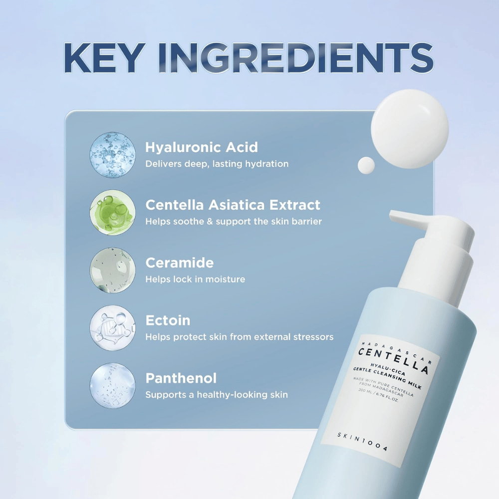 SKIN1004 Madagascar Centella Hyalu-Cica Gentle Cleansing Milk – hyaluronsyra, centella, ceramider, ectoin och panthenol