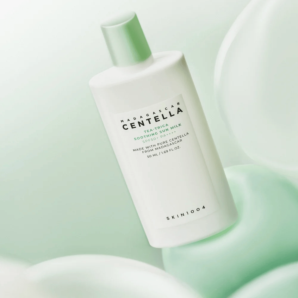 SKIN1004 Madagascar Centella Tea-Trica Soothing Sun Milk lätt solskydd med SPF50+ PA++++ och lugnande Centella