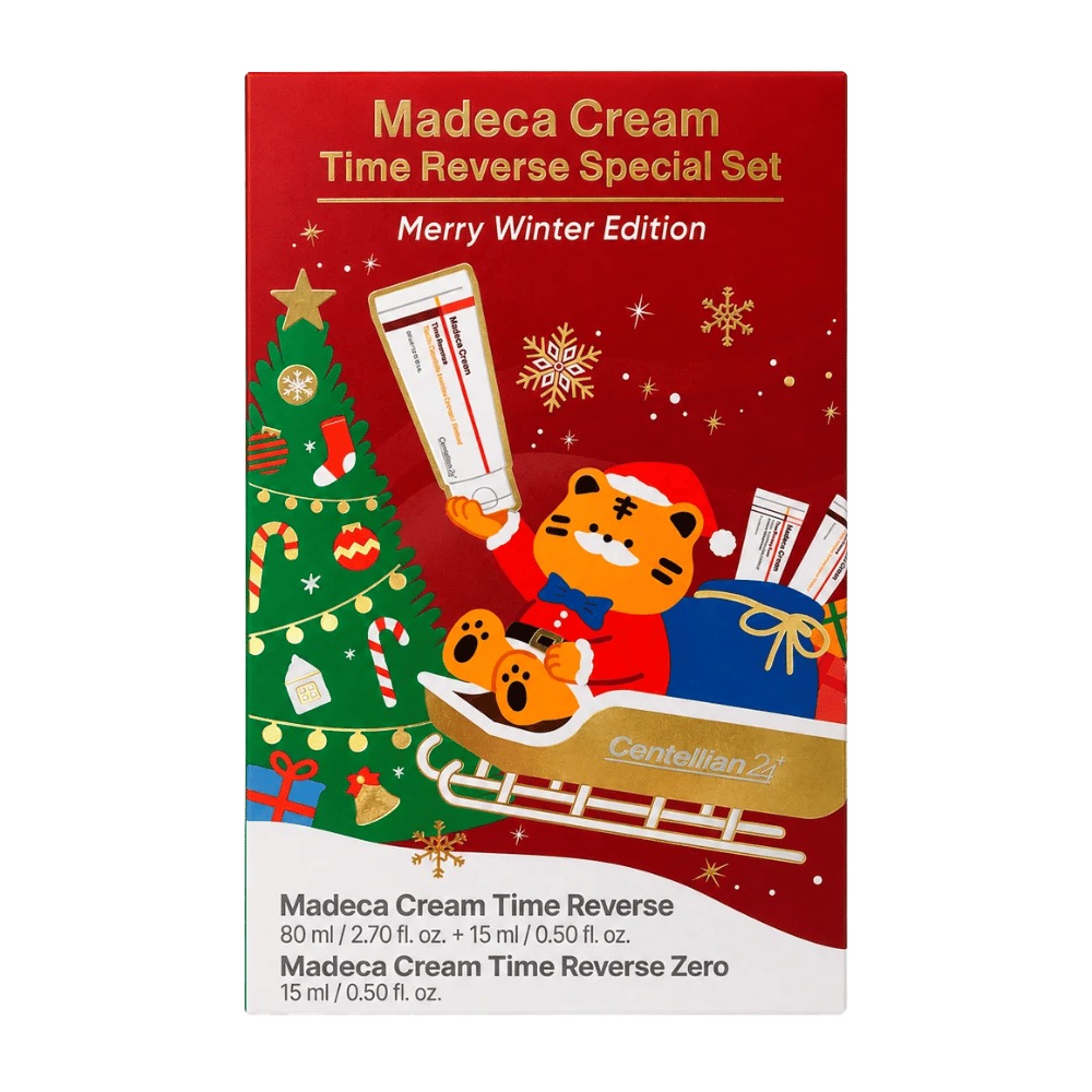 1. Centellian24 Madeca Cream Time Reverse Special Set Merry Winter Edition – julset med hudvård i röd presentförpackning