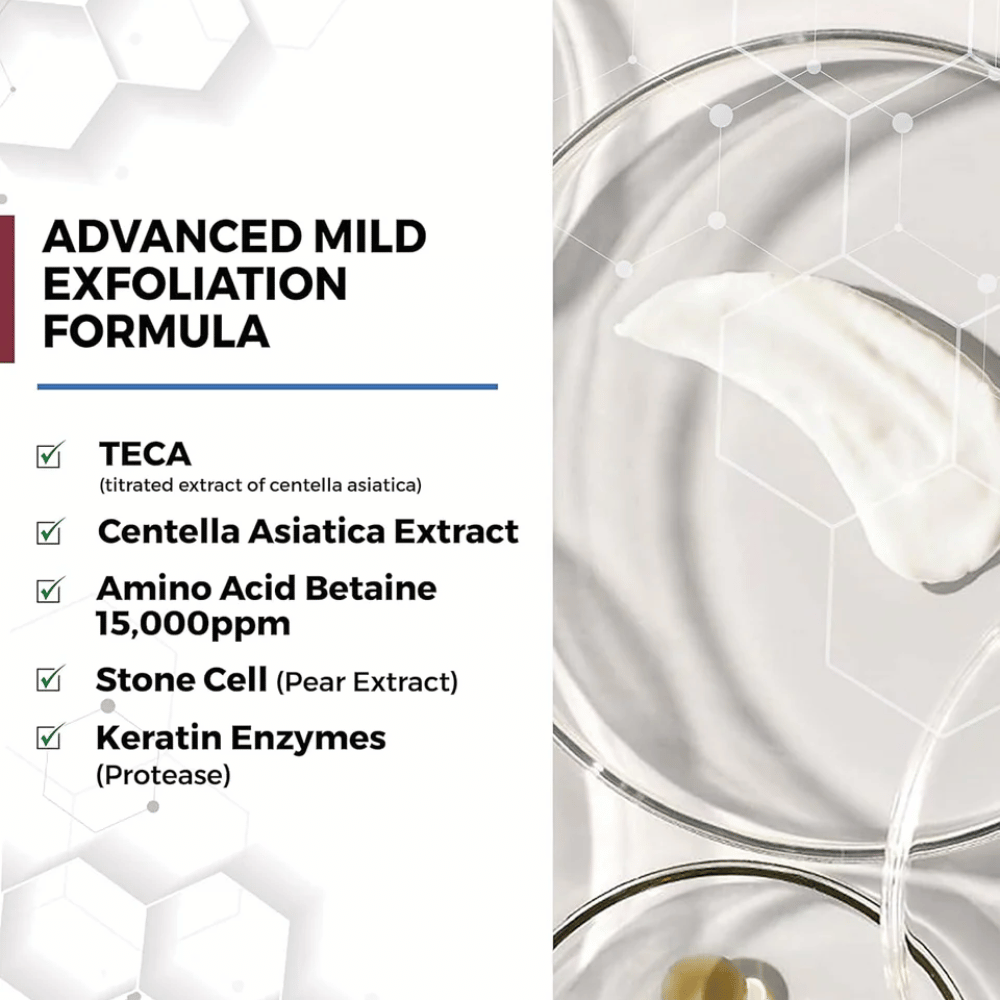 Centellian24 Madeca Amino Acid Cleansing Foam ingredienser – mild exfolierande formula med TECA, Centella Asiatica-extrakt, aminosyror och keratin-enzymer som hjälper till att rengöra huden skonsamt och avlägsna döda hudceller.