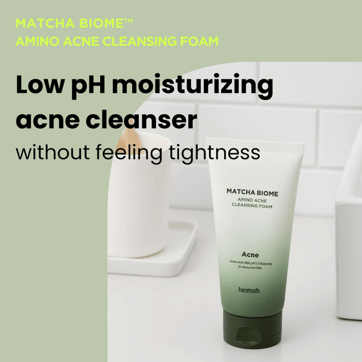Heimish Matcha Biome Amino Acne Cleansing Foam – återfuktande akne cleanser utan uttorkande känsla, perfekt för daglig användning