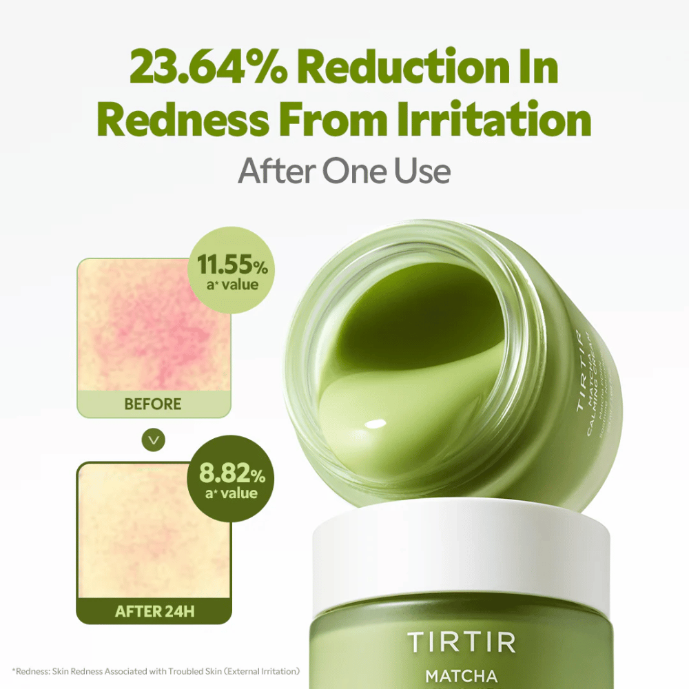 TIRTIR Matcha Calming Cream med ceramider, panthenol och peptider som återfuktar, stärker hudbarriären och förbättrar hudens elasticitet.