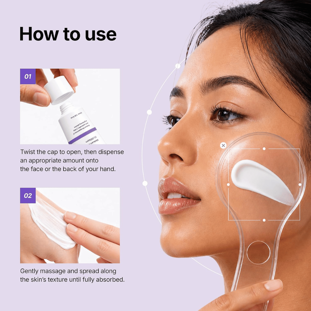 1. Genabelle Melacare Intensive Cream – applicering av ansiktskräm för jämnare hudton och minskad synlighet av pigmentfläckar