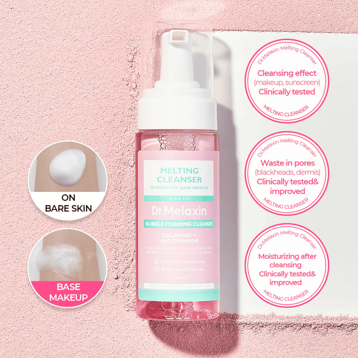 Dr. Melaxin Melting Cleanser med micellärt skum som smälter makeup och rengör huden skonsamt