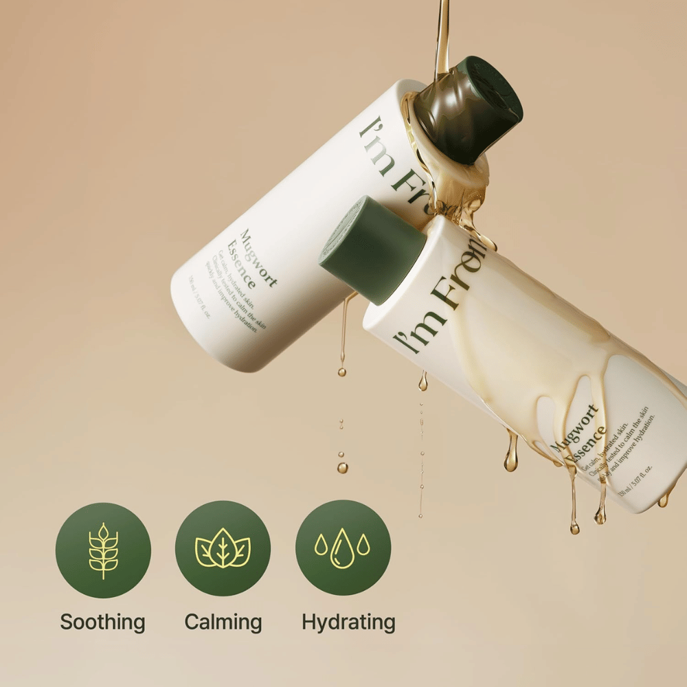I'm From Mugwort Essence med mugwortextrakt som lugnar irriterad hud, återfuktar intensivt och hjälper till att stärka hudbarriären.