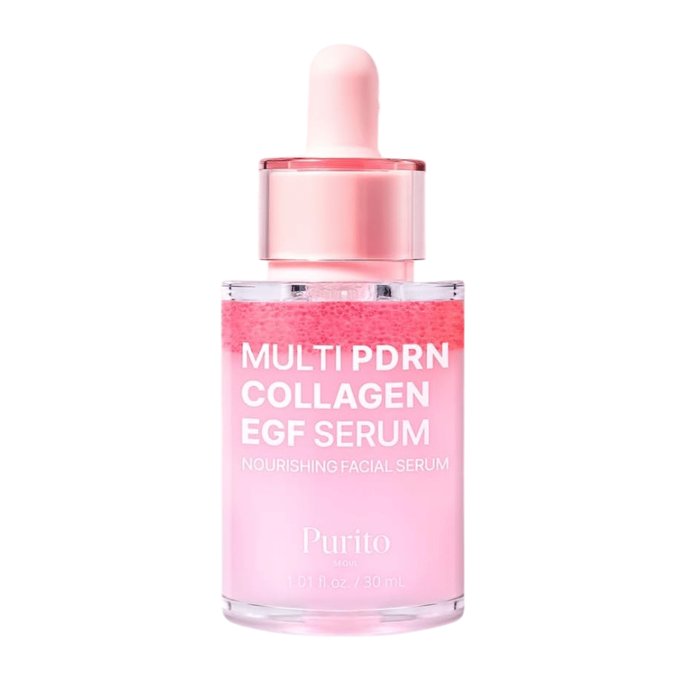 Purito Multi PDRN Collagen EGF Serum 30 ml – koreanskt ansiktsserum med PDRN, kollagen och EGF.