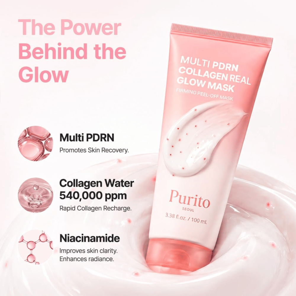 Purito SEOUL Multi PDRN Collagen Real Glow Mask – peel-off-mask med PDRN, kollagenvatten och niacinamid för lyster
