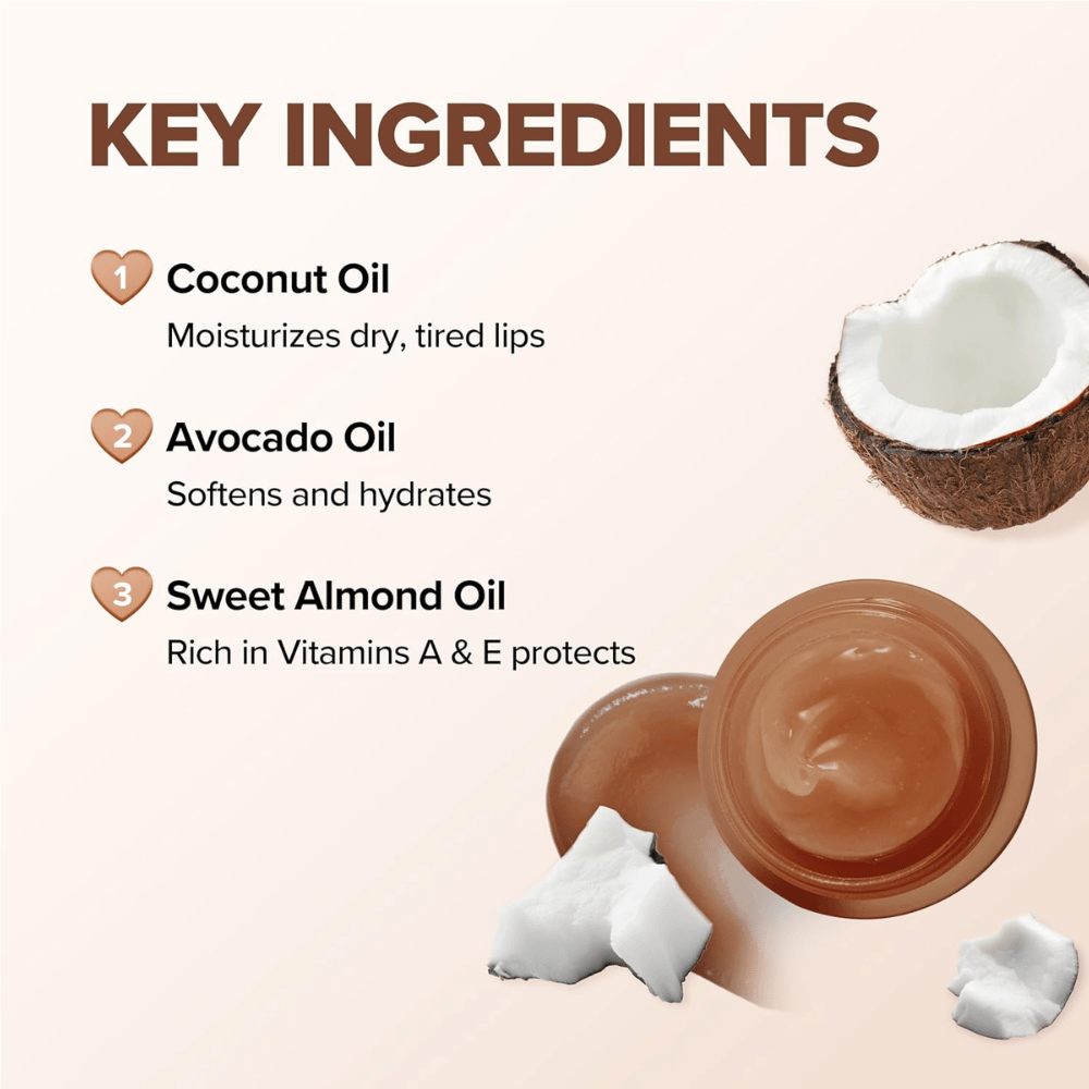 KLAVUU Nourishing Care Lip Sleeping Pack Coconut med kokosolja, avokadoolja och mandelolja som återfuktar, vårdar och skyddar torra läppar.
