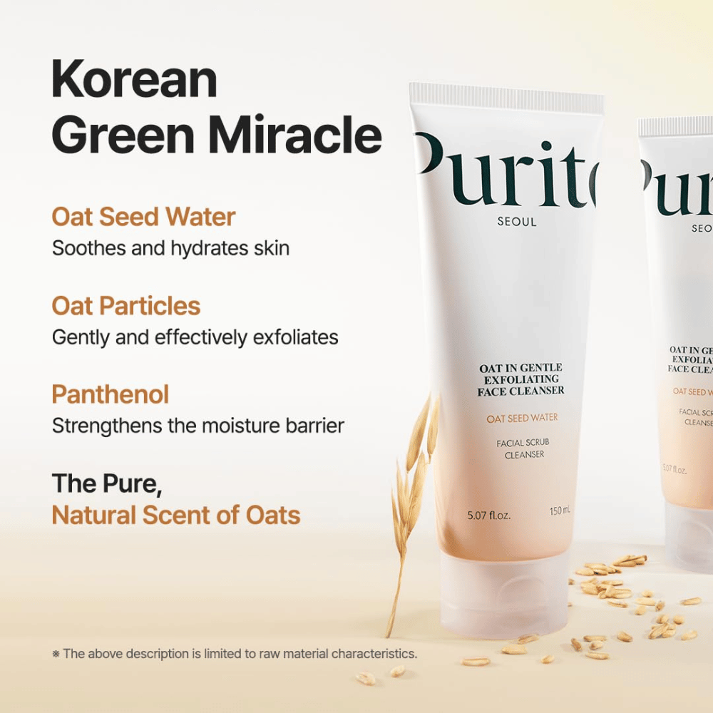 Purito SEOUL exfolierande rengöring med oat seed water och panthenol – stärker hudbarriären och avlägsnar döda hudceller skonsamt