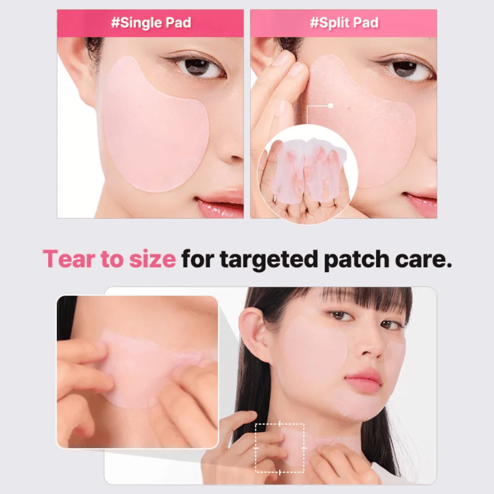 Delbar hydrogelpad från COSRX som kan användas både som hel ansiktsmask och mindre patches för riktad hudvård på ansikte och hals.