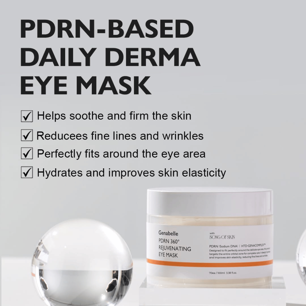 Genabelle PDRN 360° Rejuvenating Eye Mask med PDRN som återfuktar, lugnar huden och hjälper till att minska fina linjer och rynkor.