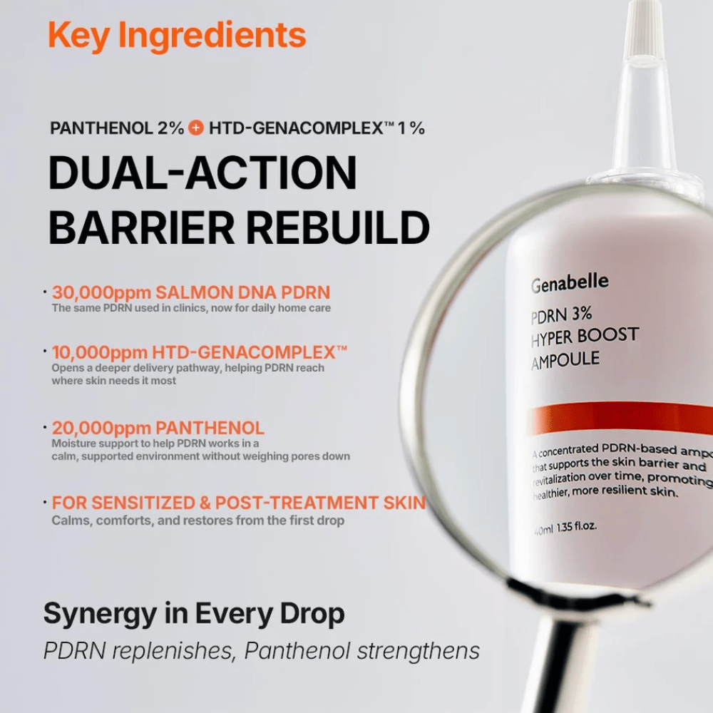 Genabelle PDRN 3% Hyper Boost Ampoule med PDRN, panthenol och HTD-GENACOMPLEX