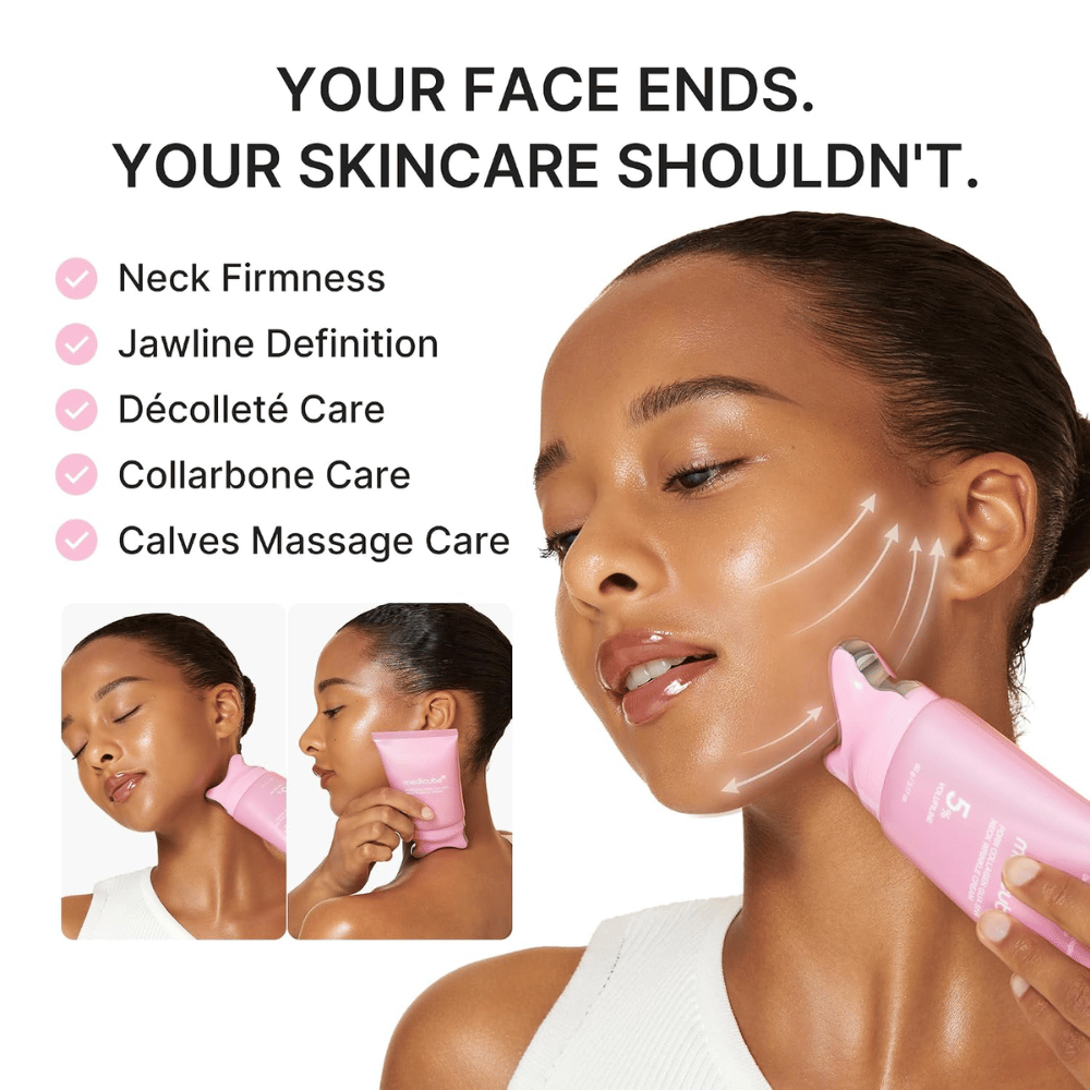 3. Medicube PDRN Collagen Gua Sha Neck Wrinkle Cream – uppstramande massage för hals och käklinje