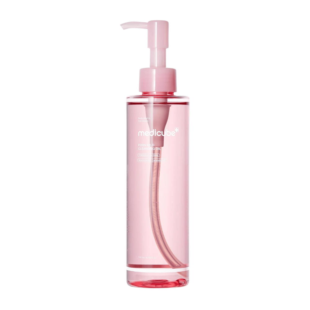 5. Medicube PDRN Mild Cleansing Oil 195 ml – rosa rengöringsolja med pumpflaska för ansiktet