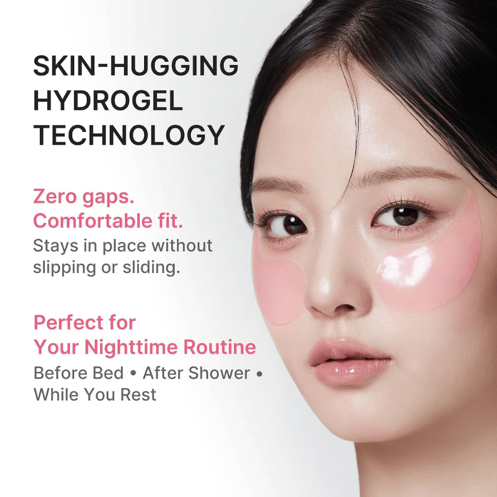 2. Medicube PDRN Pink Caffeine Collagen Eye Patch – rosa hydrogel eye patches som sitter bekvämt under ögonen