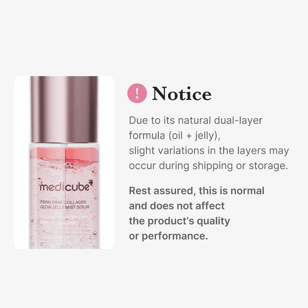1. Medicube PDRN Pink Collagen Glow Jelly Mist Serum – tvåfasformula med olja och gelé som kan separera naturligt