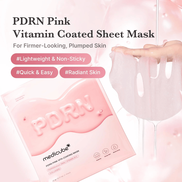 Produktbild med mask och förpackning – fokus på återfuktande sheet mask med lätt, icke-klibbig känsla.