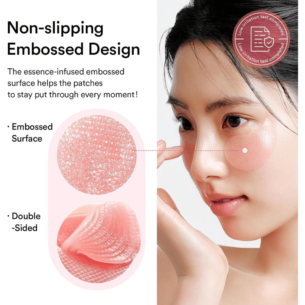 Abib PDRN Retinal Eye Patch Glow Jelly med embossed yta som sitter på plats och ger intensiv vård under ögonen mot mörka ringar och fina linjer.
