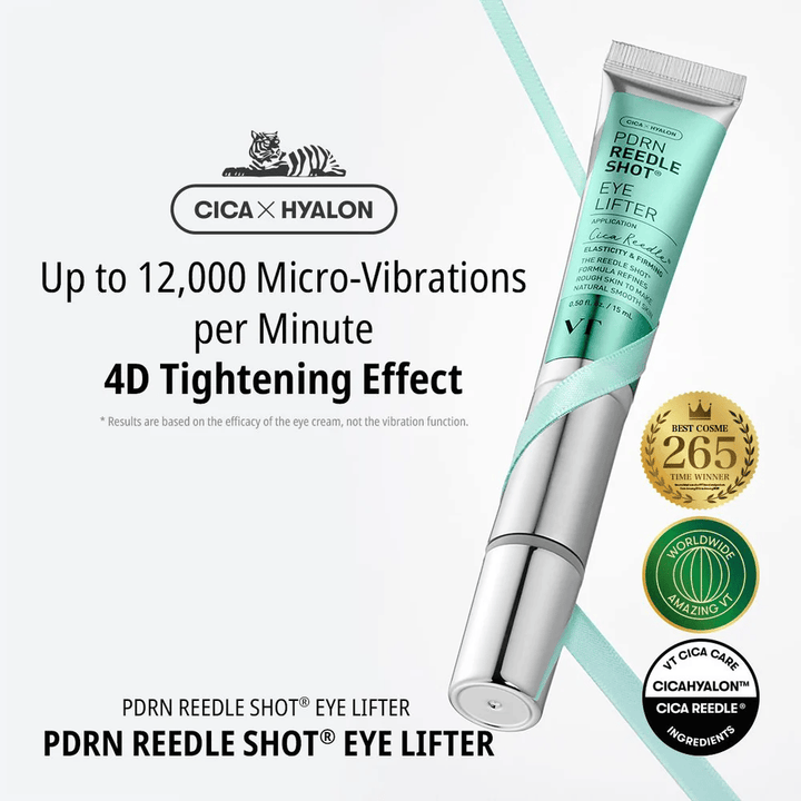 Ögonkräm från VT Cosmetics med PDRN och micro-vibration som reducerar fina linjer, återfuktar på djupet och ger en fastare hud runt ögonområdet