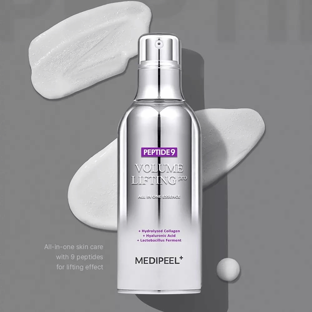Medi-Peel Peptide 9 Volume Lifting All In One Essence Pro – koreansk essence med peptider, kollagen och hyaluronsyra som hjälper till att återfukta huden och förbättra hudens elasticitet.