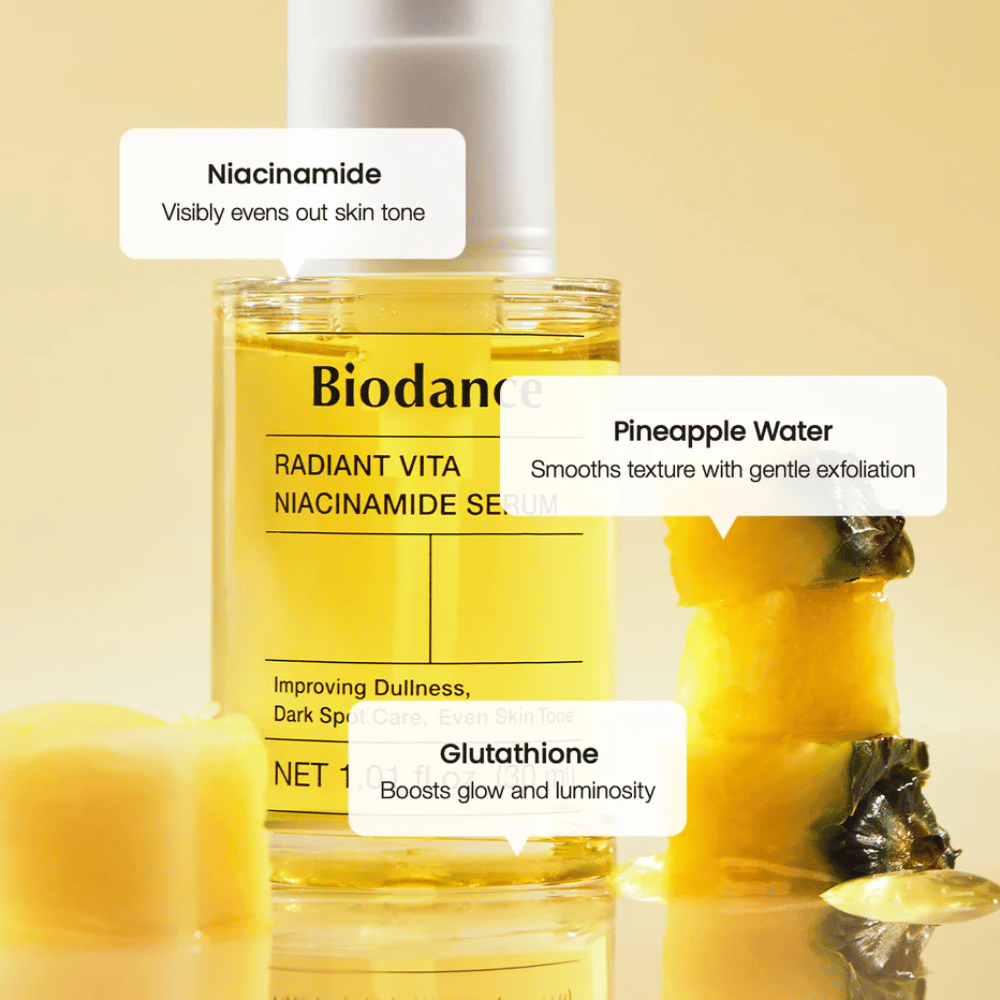 Biodance Radiant Vita Niacinamide Serum med niacinamid, ananasvatten och glutathione för lyster, jämn hudton och mild exfoliering