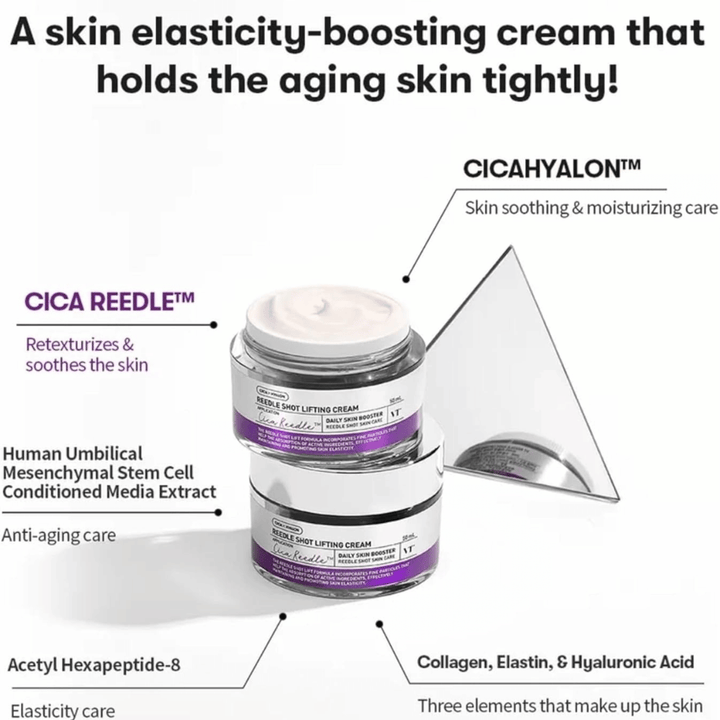 VT Cosmetics Reedle Shot Lifting Cream ansiktskräm med Cica Reedle som förbättrar hudens elasticitet, återfuktar och ger fastare hud.