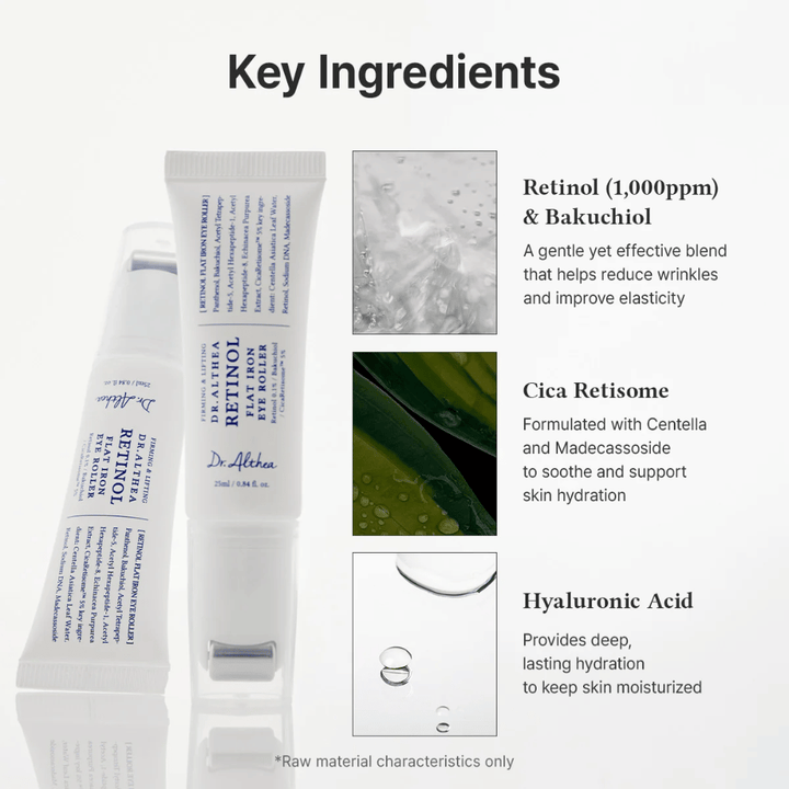 Dr. Althea Retinol Flat Iron Eye Roller med retinol, bakuchiol, cica och hyaluronsyra som återfuktar, lugnar och reducerar rynkor.