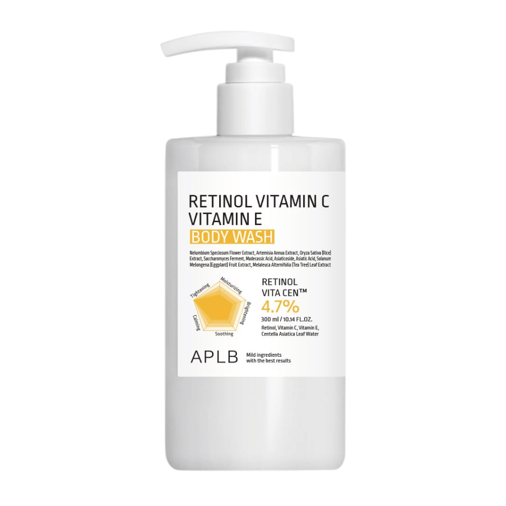 6. APLB Retinol Vitamin C Vitamin E Body Wash 300 ml – skonsam och återfuktande duschtvål med vitaminer och retinol