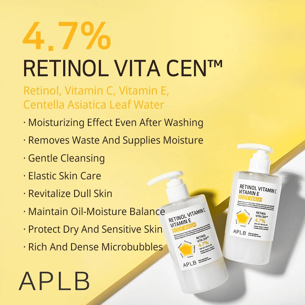 5. APLB Retinol Vitamin C Vitamin E Body Wash – kroppsrengöring med 4,7 % Retinol Vita Cen-komplex för mjuk och återfuktad hud