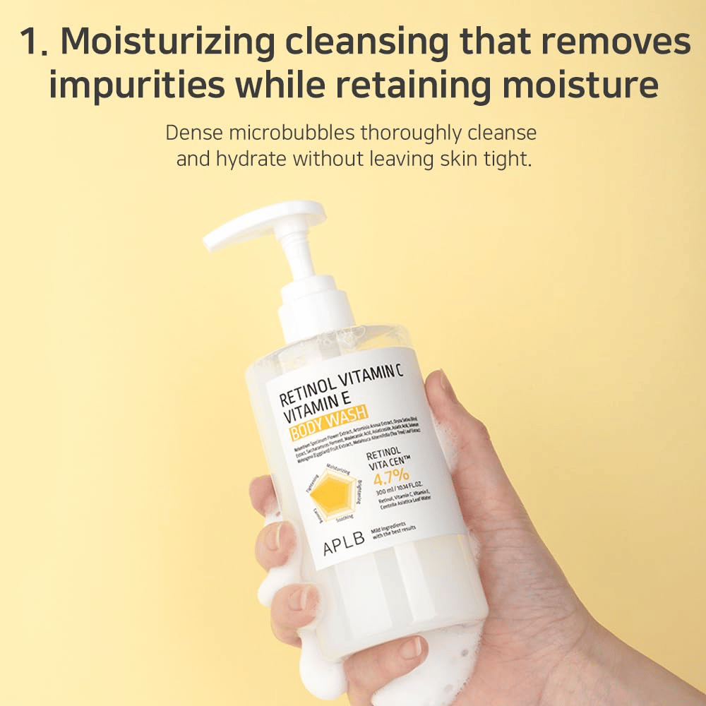 2. APLB Retinol Vitamin C Vitamin E Body Wash – skonsam duschtvål med mikrobubblor som rengör utan att torka ut huden