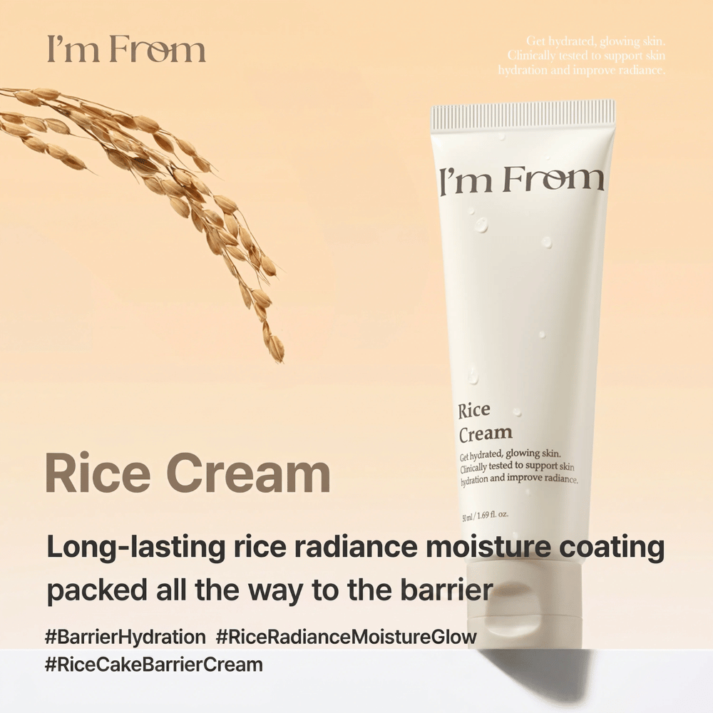I'm From Rice Cream berikad med Yeoju-ris som återfuktar, mjukgör och ger huden naturlig lyster
