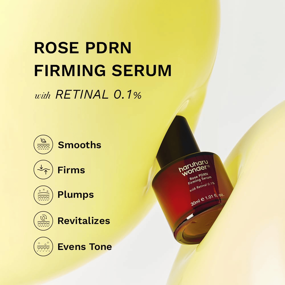 Haruharu Wonder Rose PDRN Firming Serum – utjämnande och uppstramande serum med retinal 0,1 %