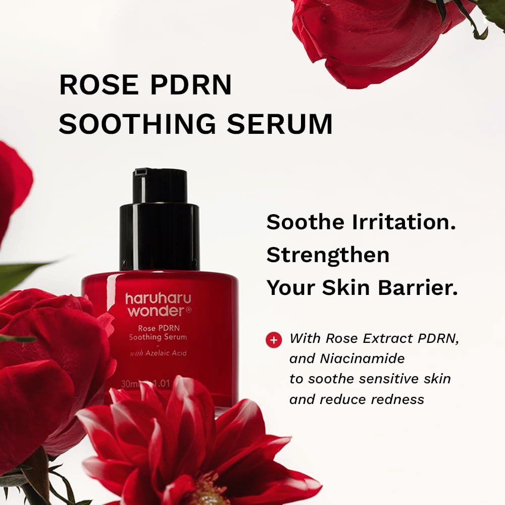 Haruharu Wonder Rose PDRN Soothing Serum med PDRN, azelainsyra och niacinamid för rodnad och hudbarriär