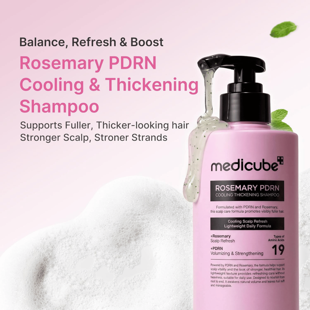 Medicube Rosemary PDRN Cooling Thickening Shampoo som svalkar hårbotten och ger tjockare, starkare hår