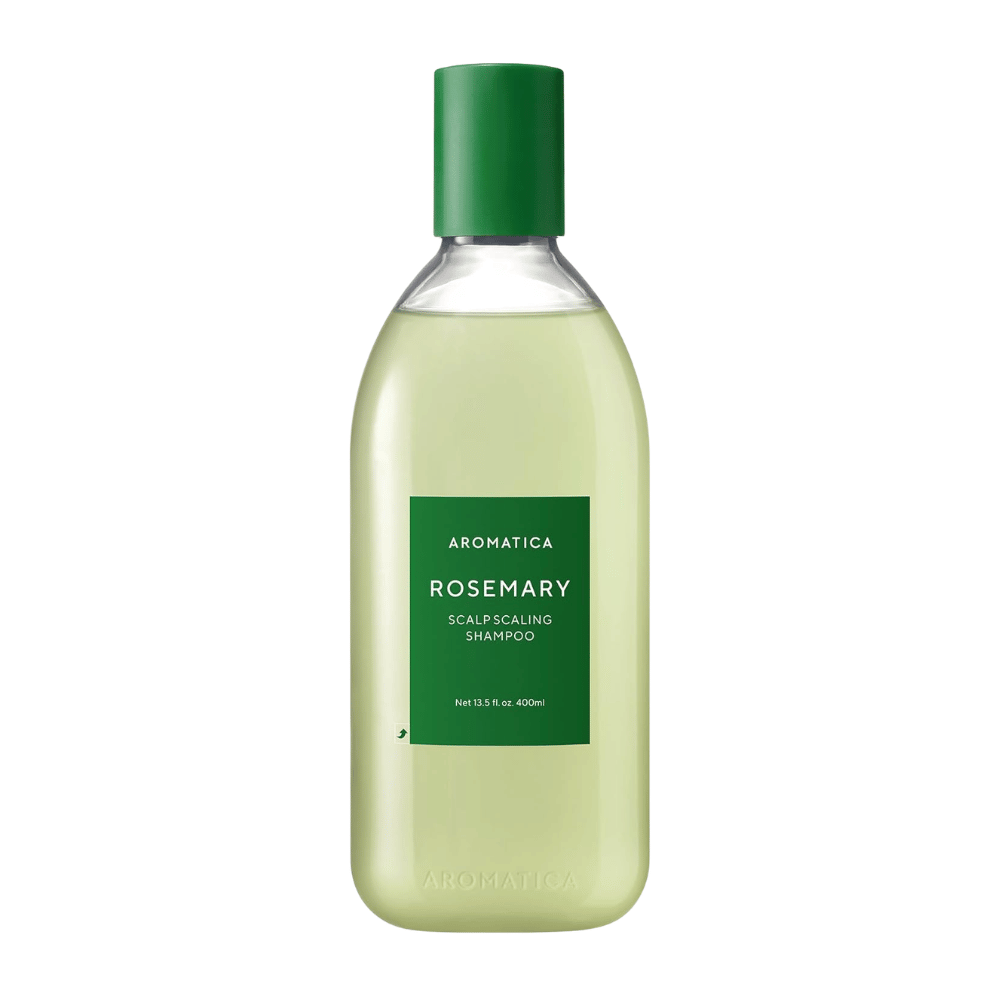 AROMATICA Rosemary Scalp Scaling Shampoo 400 ml – veganskt schampo med rosmarin och salicylsyra som rengör hårbotten, avlägsnar beläggningar och stärker håret.