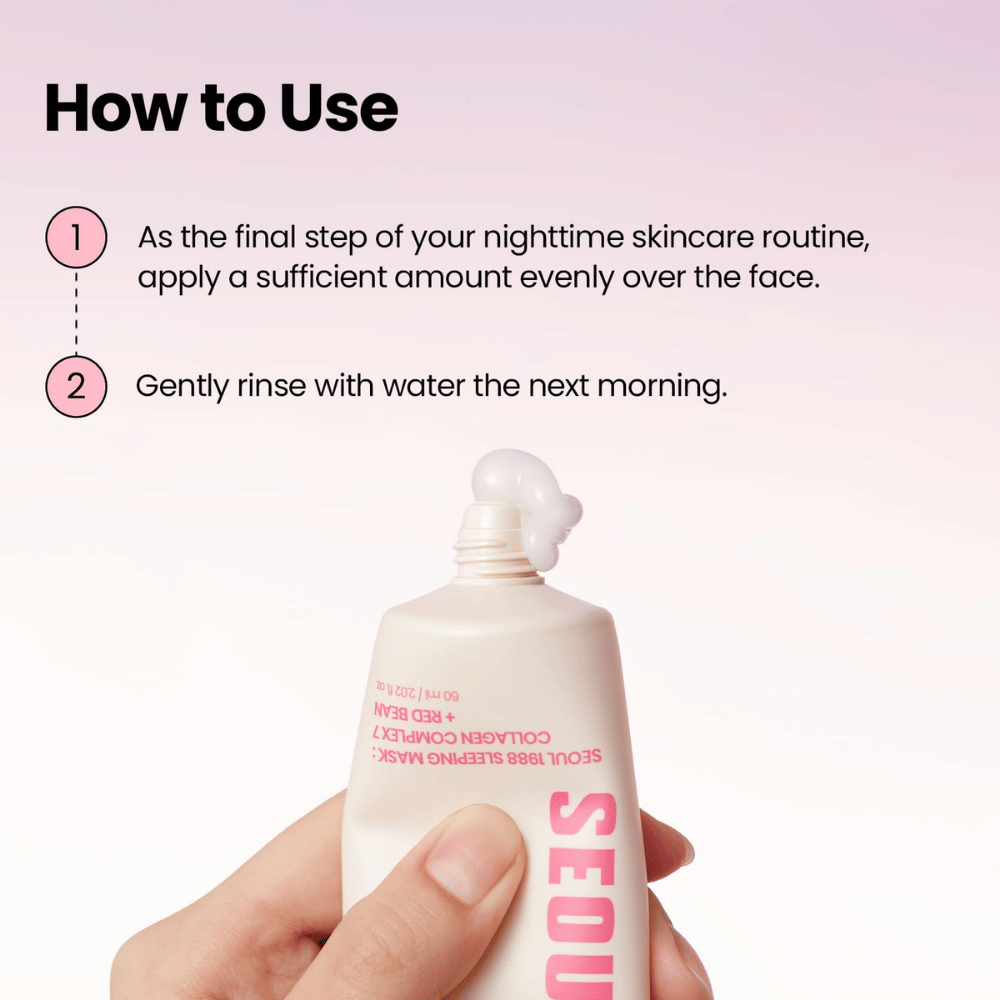 K-SECRET SEOUL 1988 Sleeping Mask – nattmask med Collagen Complex 7 och Red Bean som appliceras som sista steget i kvällsrutinen.