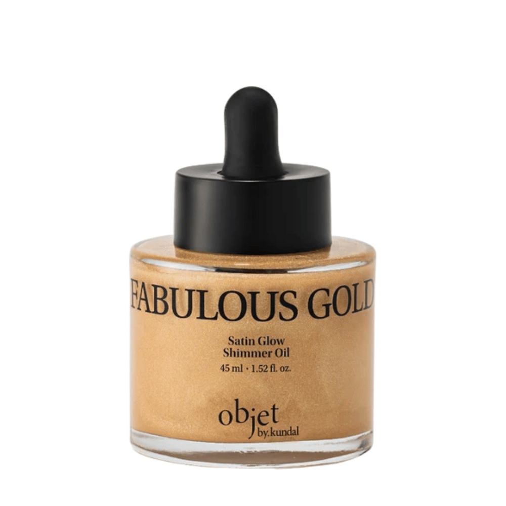 Objet by KUNDAL Satin Glow Shimmer Oil Fabulous Gold 45 ml – gyllene kroppsolja med skimrande satinfinish för strålande lyster.
